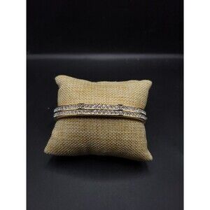 Swavorski Heavy Gold tone 2 Row Clear Rhinestone Clamp Bracelet